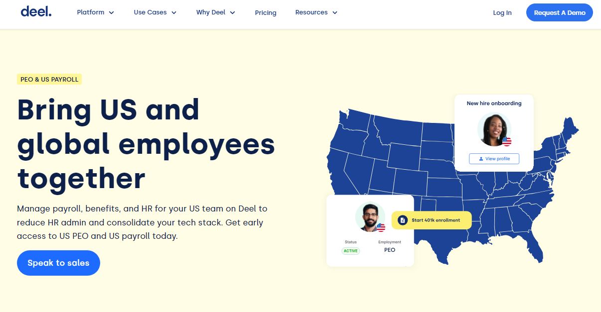 How Deel can help, you get early access to US PEO and US Payroll